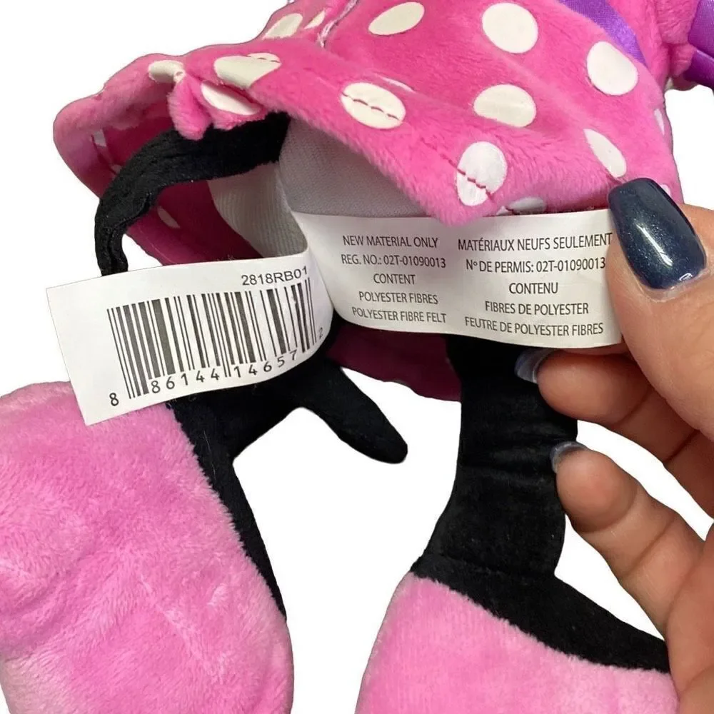 Disney Plush 14” Talking Singing Minnie Mouse Pink and White Polka Dots With Bow